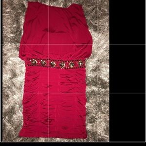 Stretchy Burgundy Bandage  Dress